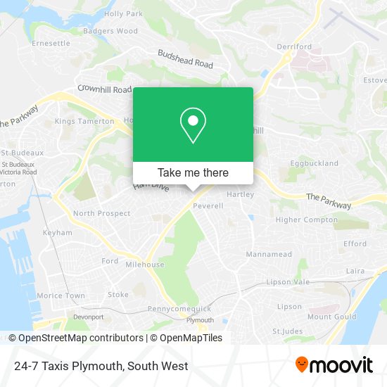 24-7 Taxis Plymouth map