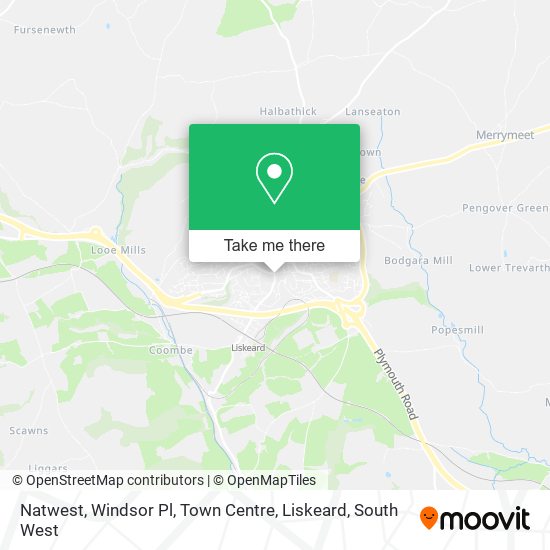 Natwest, Windsor Pl, Town Centre, Liskeard map
