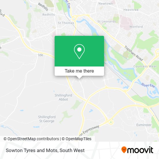 Sowton Tyres and Mots map