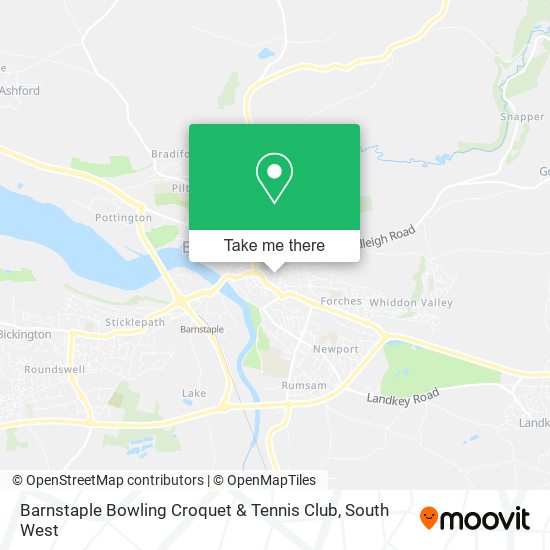Barnstaple Bowling Croquet & Tennis Club map