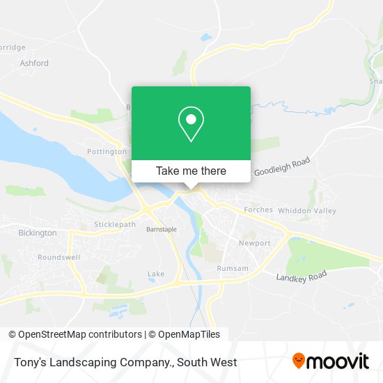 Tony's Landscaping Company. map