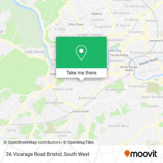 36 Vicarage Road Bristol map