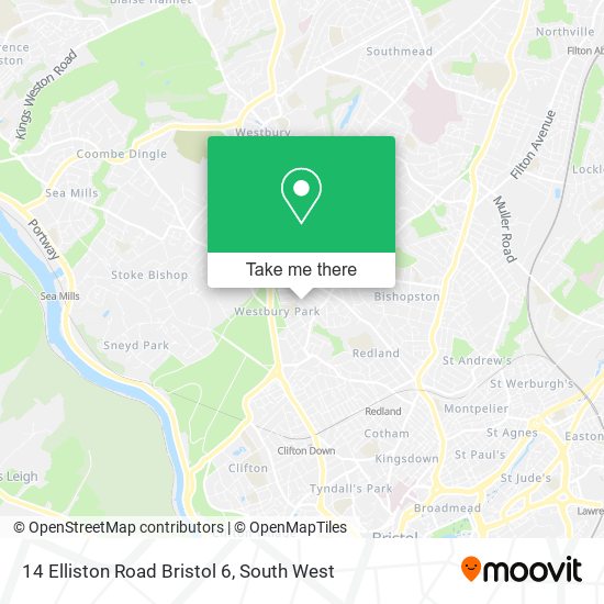14 Elliston Road Bristol 6 map