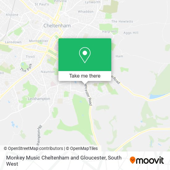 Monkey Music Cheltenham and Gloucester map