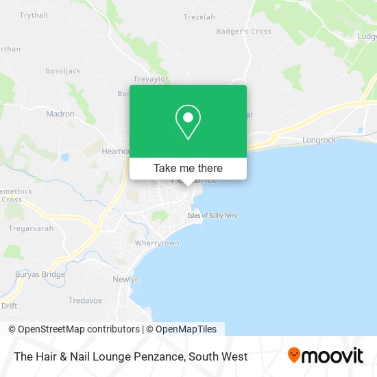 The Hair & Nail Lounge Penzance map