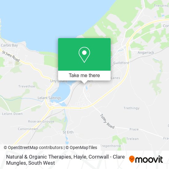 Natural & Organic Therapies, Hayle, Cornwall - Clare Mungles map