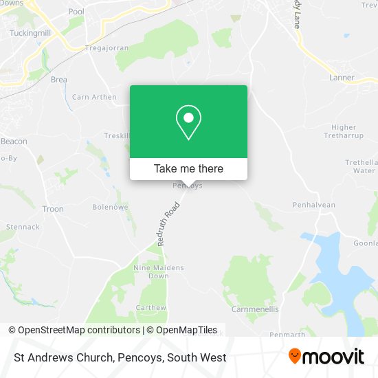 St Andrews Church, Pencoys map