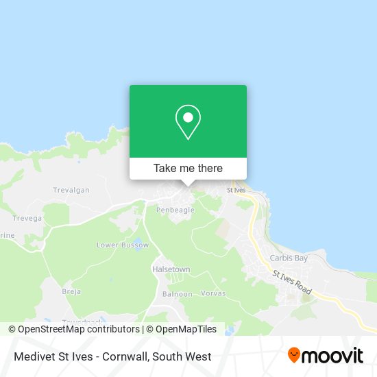Medivet St Ives - Cornwall map