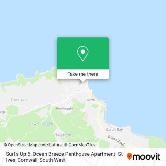 Surf's Up 6, Ocean Breeze Penthouse Apartment -St Ives, Cornwall map