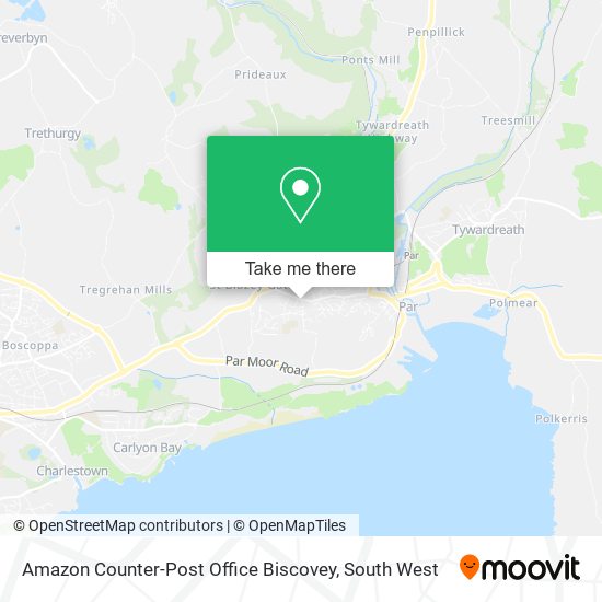 Amazon Counter-Post Office Biscovey map