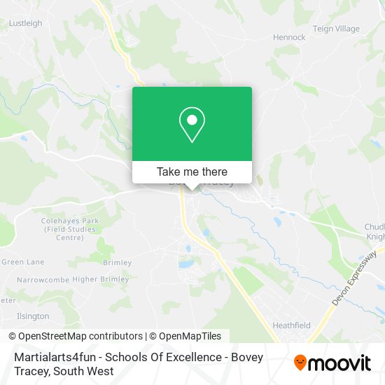 Martialarts4fun - Schools Of Excellence - Bovey Tracey map