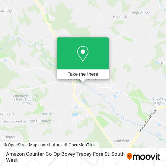 Amazon Counter-Co-Op Bovey Tracey-Fore St map