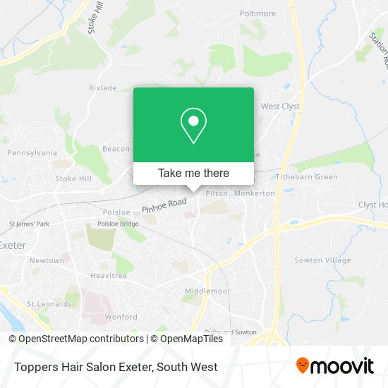 Toppers Hair Salon Exeter map