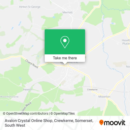 Avalon Crystal Online Shop, Crewkerne, Somerset map