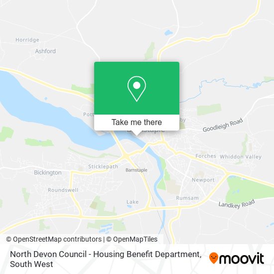 North Devon Council - Housing Benefit Department map