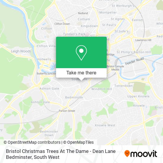 Bristol Christmas Trees At The Dame - Dean Lane Bedminster map