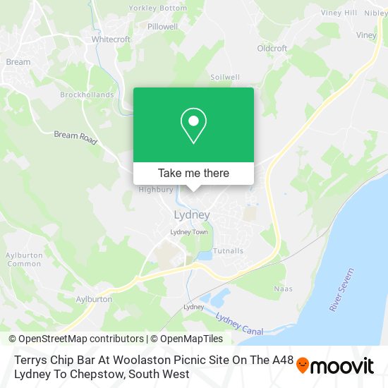 Terrys Chip Bar At Woolaston Picnic Site On The A48 Lydney To Chepstow map