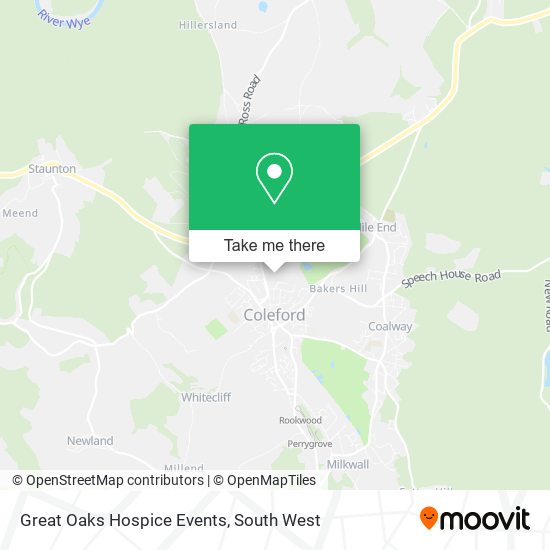 Great Oaks Hospice Events map