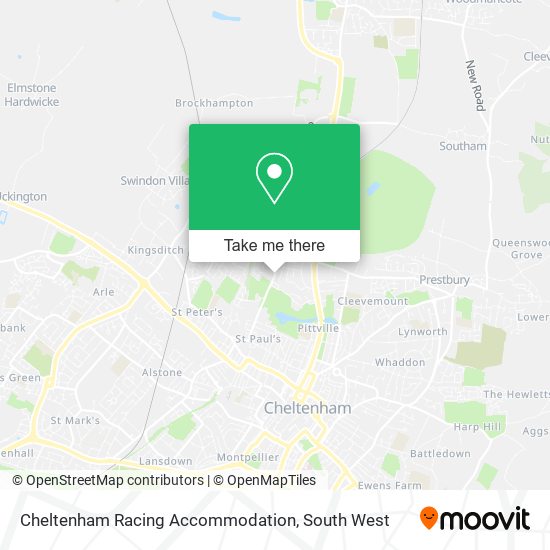 Cheltenham Racing Accommodation map