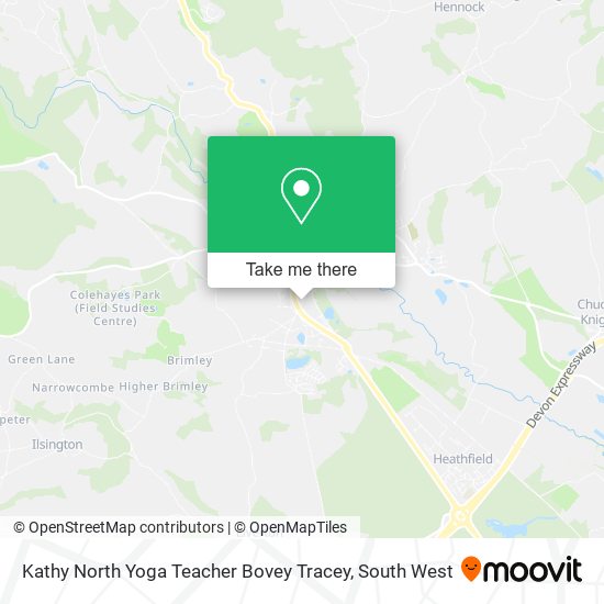 Kathy North Yoga Teacher Bovey Tracey map