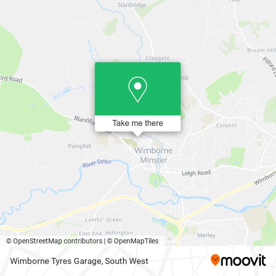 Wimborne Tyres Garage map