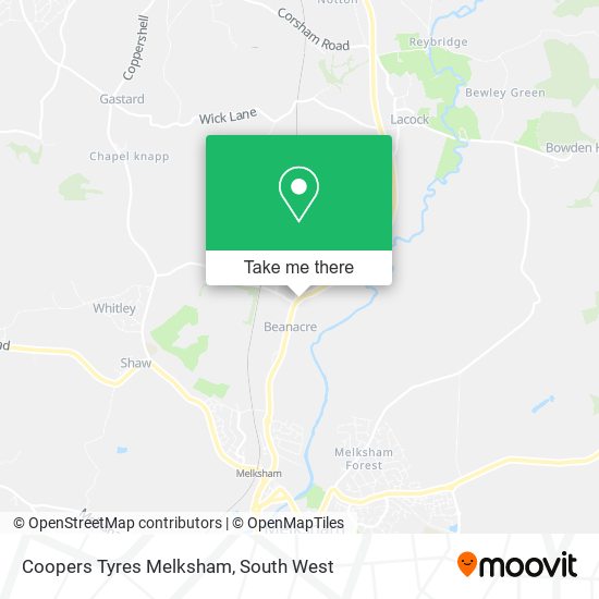 Coopers Tyres Melksham map