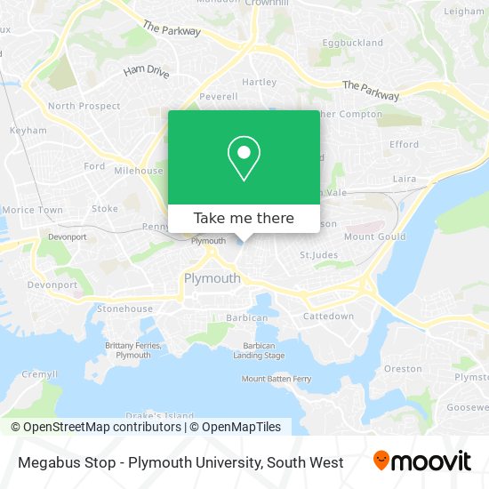 Megabus Stop - Plymouth University map