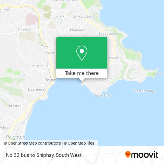 No 32 bus to Shiphay map