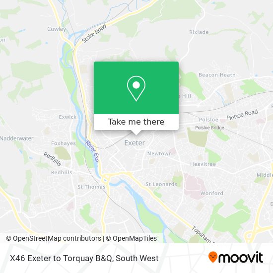 X46 Exeter to Torquay B&Q map