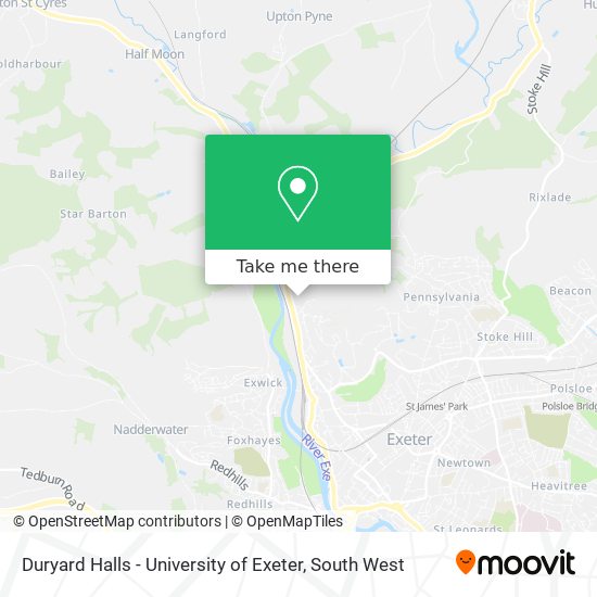 Duryard Halls - University of Exeter map