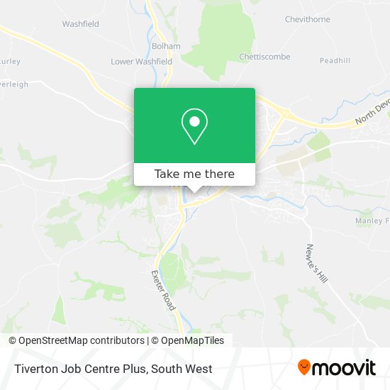 Tiverton Job Centre Plus map