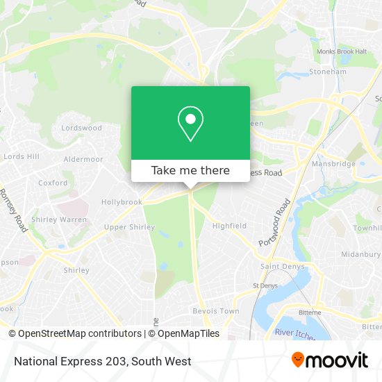 National Express 203 map