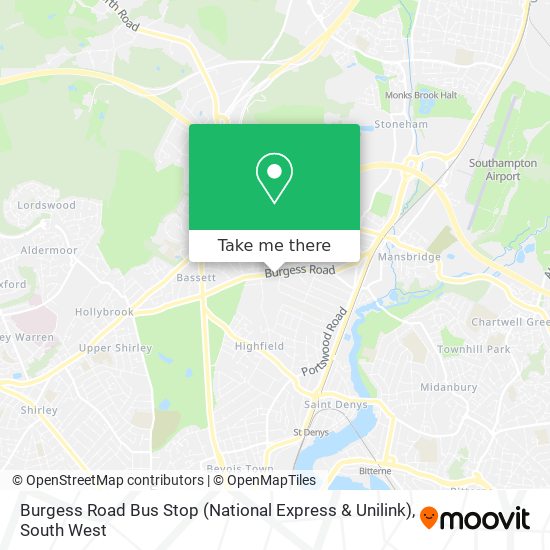 Burgess Road Bus Stop (National Express & Unilink) map