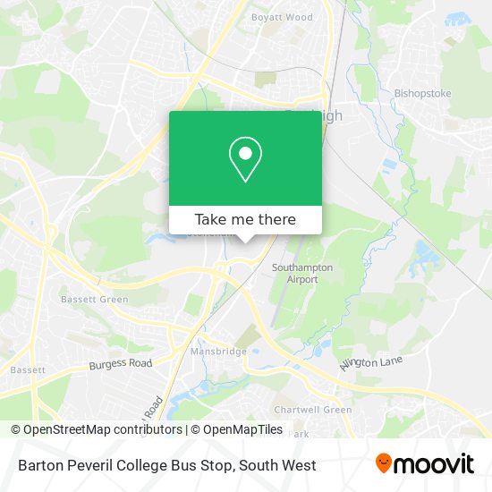 Barton Peveril College Bus Stop map