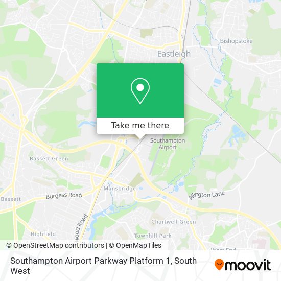 Southampton Airport Parkway Platform 1 map