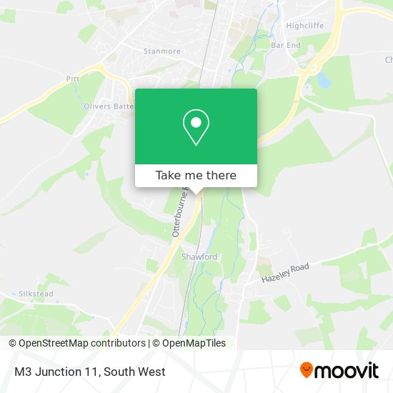 How to get to M3 Junction 11 in Winchester by bus or train?