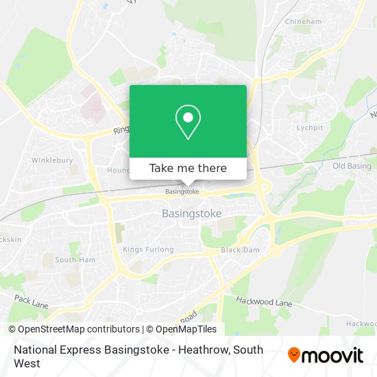 How to get to National Express Basingstoke - Heathrow in Basingstoke And  Deane by Train?