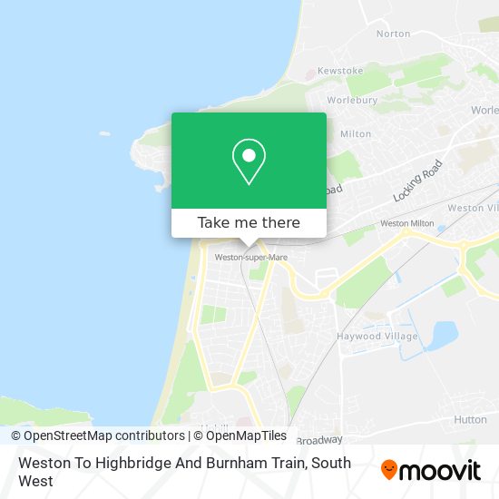 Weston To Highbridge And Burnham Train map