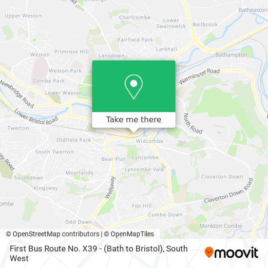 First Bus Route No. X39 - (Bath to Bristol) map
