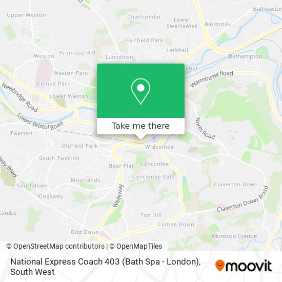 National Express Coach 403 (Bath Spa - London) map