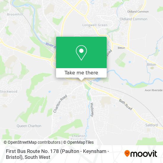 First Bus Route No. 178 (Paulton - Keynsham - Bristol) map