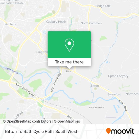 Bitton To Bath Cycle Path map