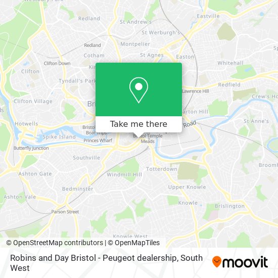 Robins and Day Bristol - Peugeot dealership map