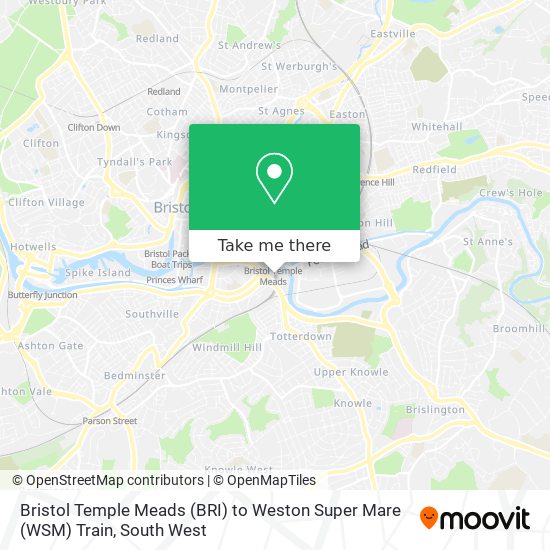 Bristol Temple Meads (BRI) to Weston Super Mare (WSM) Train map