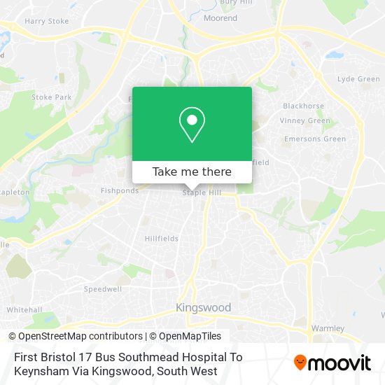 First Bristol 17 Bus Southmead Hospital To Keynsham Via Kingswood map