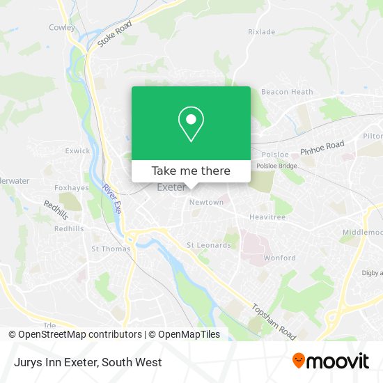 Jurys Inn Exeter map