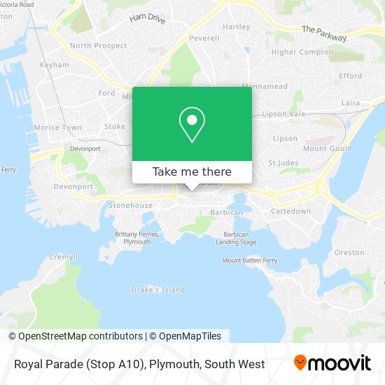 Royal Parade (Stop A10), Plymouth map