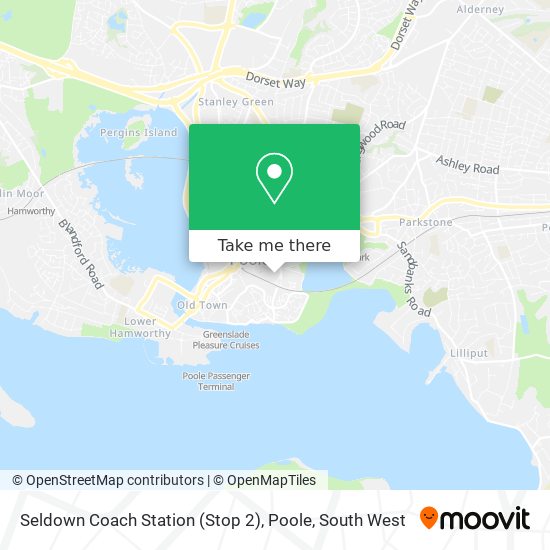 Seldown Coach Station (Stop 2), Poole map