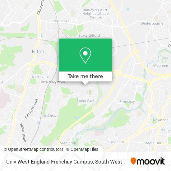 Univ West England Frenchay Campus map