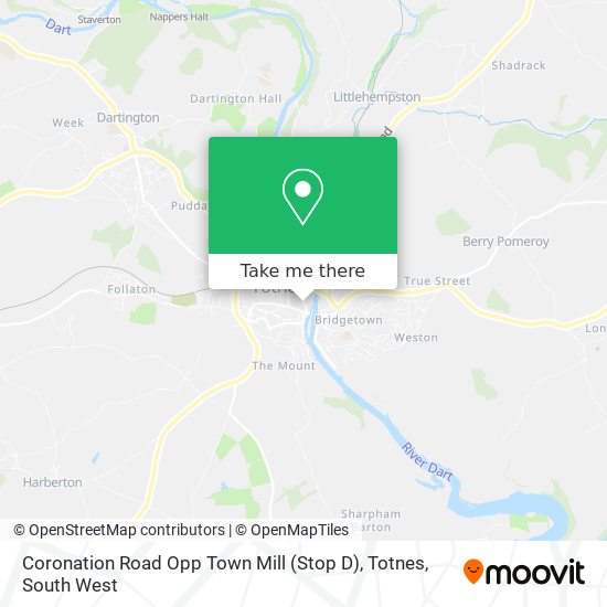 Coronation Road Opp Town Mill (Stop D), Totnes map